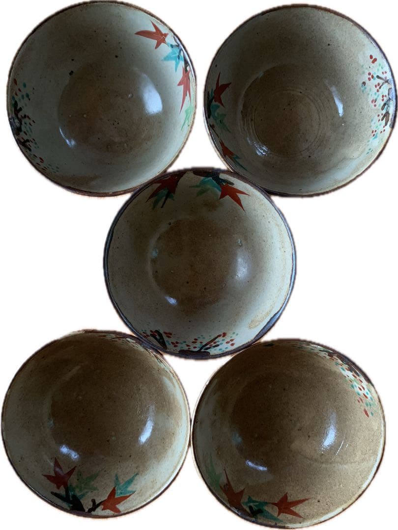 希少　古犬山焼　雲錦手　色絵茶碗　飯碗　5客　揃