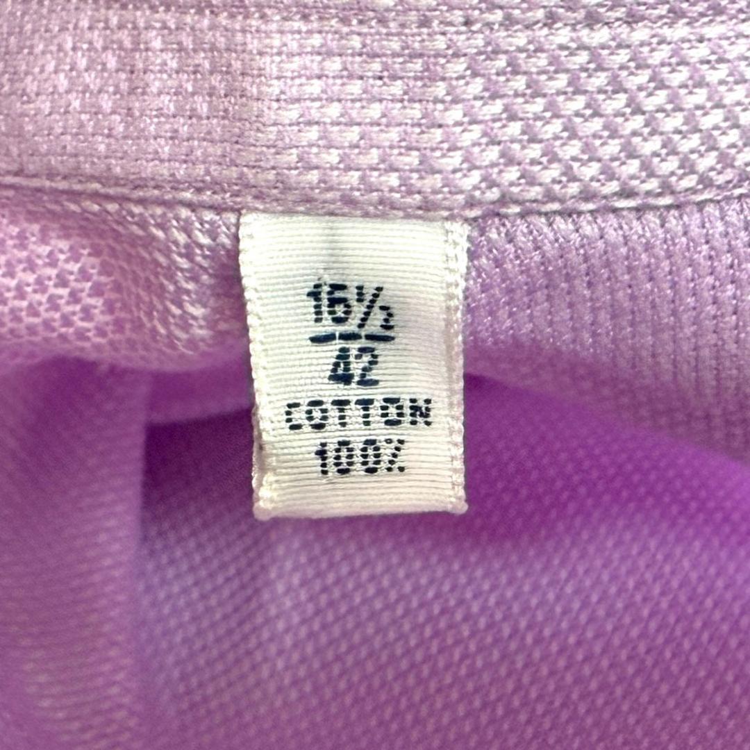 J6333 新品 FRAY LIONEワイドカラーシャツ パープル16.5/42