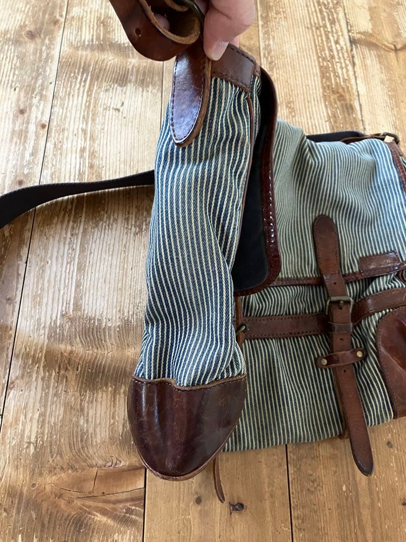 RALPH LAUREN RUGBY メッセンジャーバッグ デニム レザー