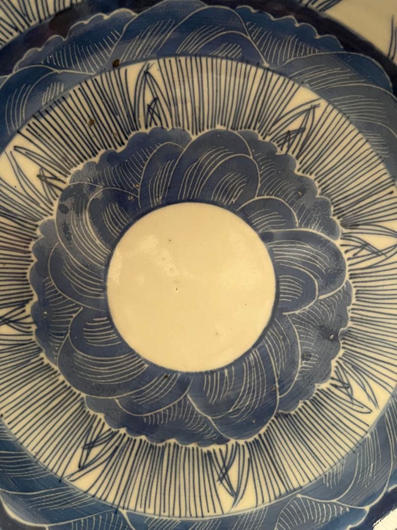 骨董　アンティーク　藍染付　深鉢大皿