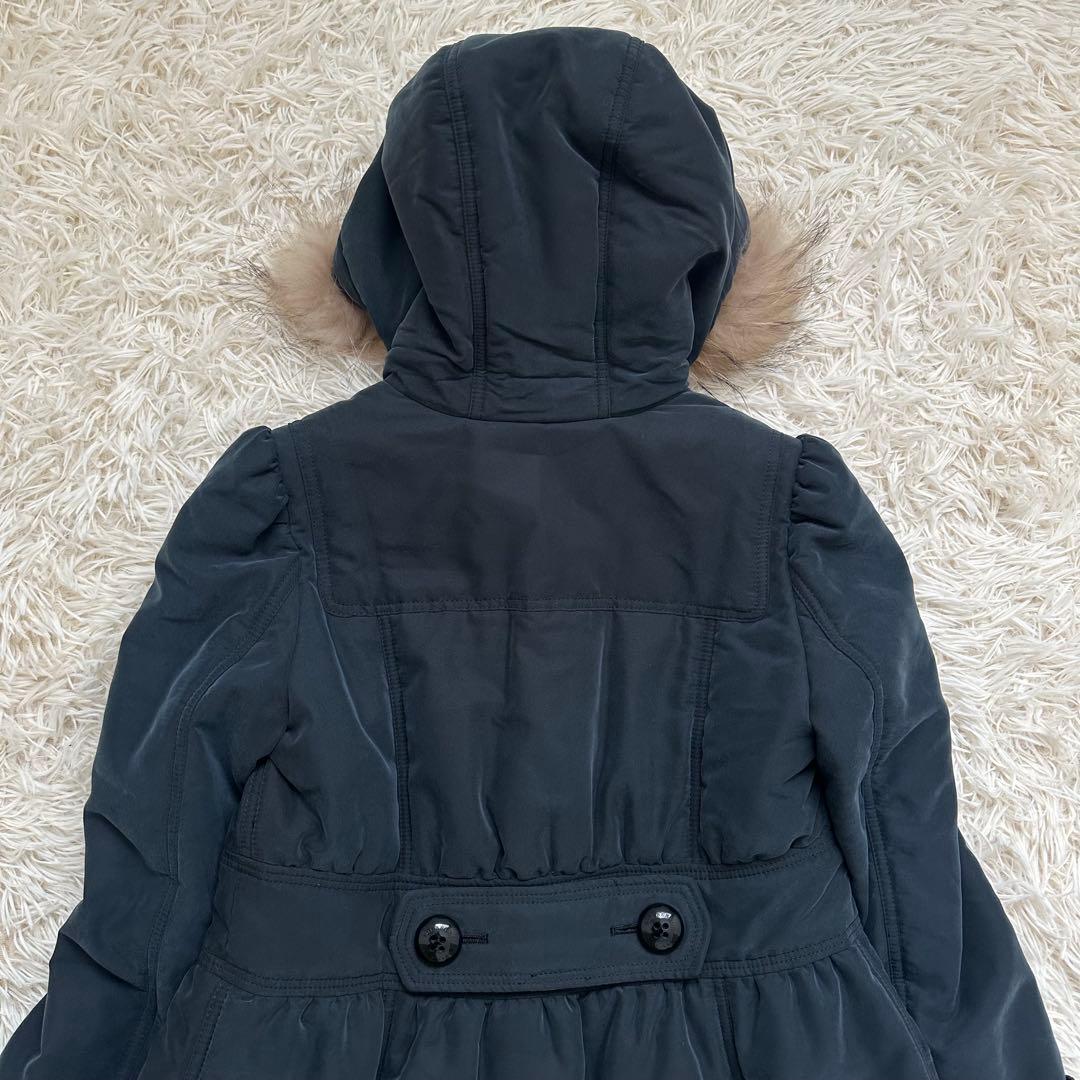 バーバリー 2way ラクーンファー　ノバチェック　中綿ダッフルコート 紺 M