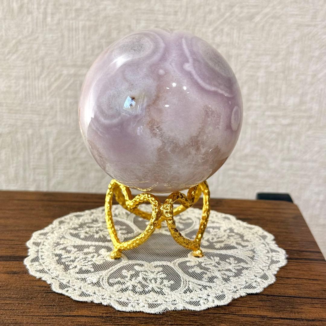 ピンクアメジストフラワーアゲート　スフィア　7cm ブラジル産　天然石