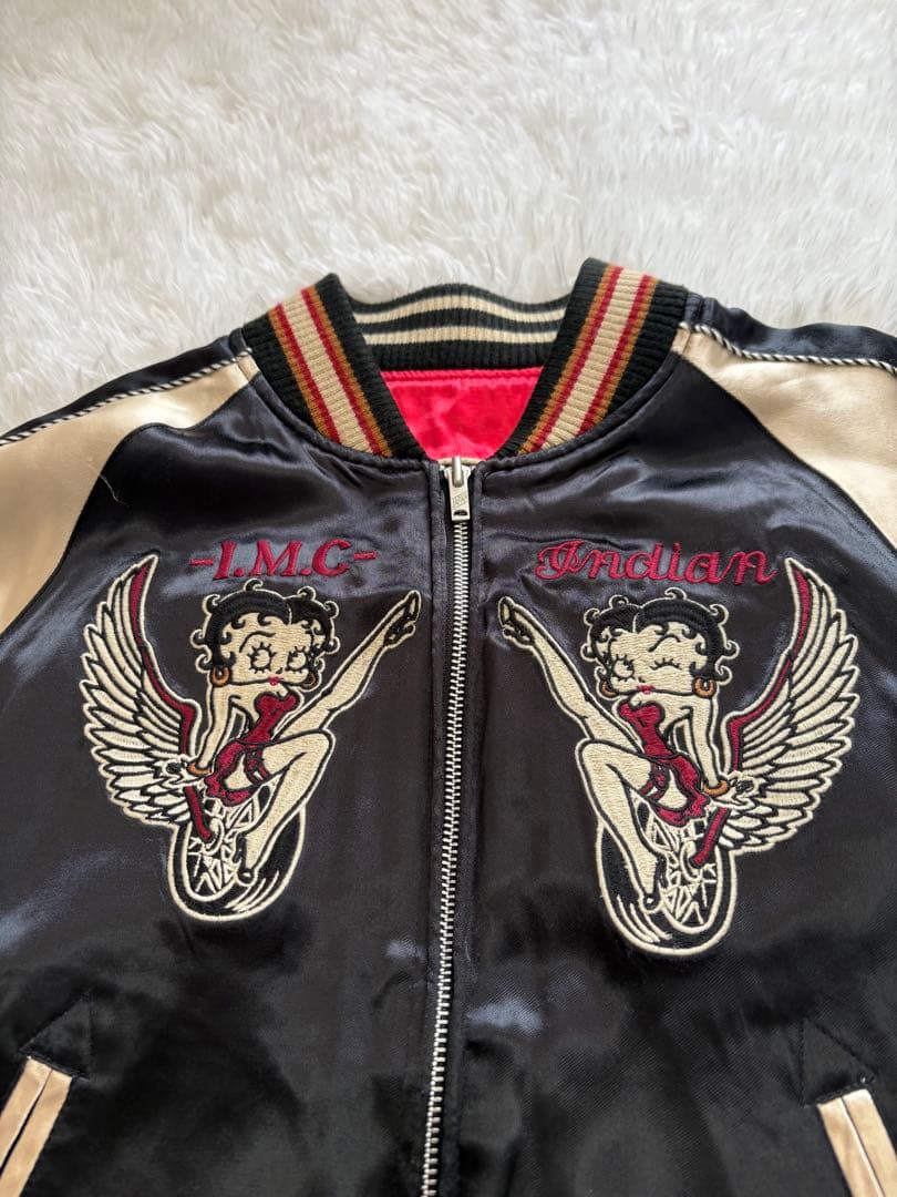 希少BETTYBOOP×INDIANリバーシブルスカジャンS