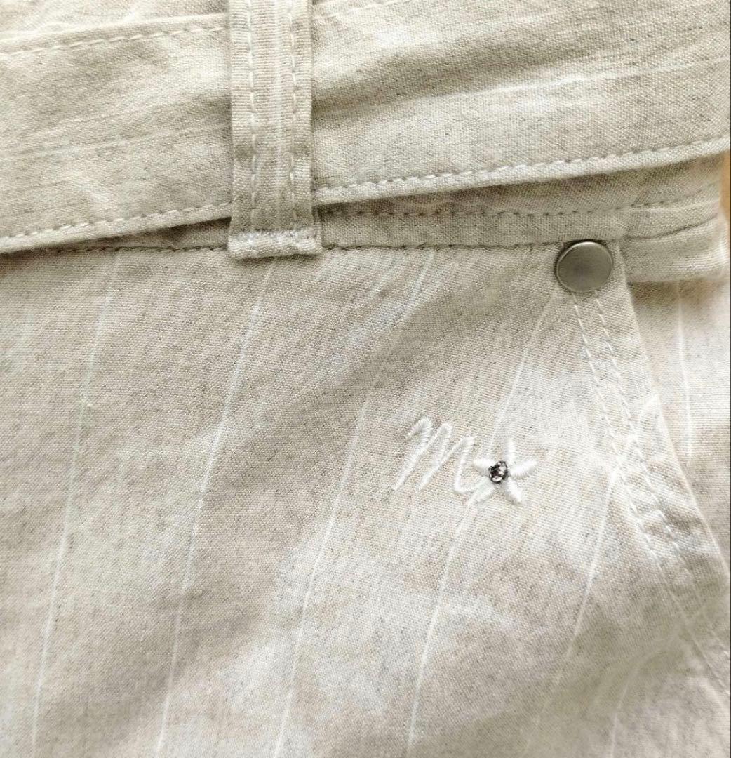 エムズグレイシー カタログ掲載麻混ストライプオーバーオール　40 ❤️70%引