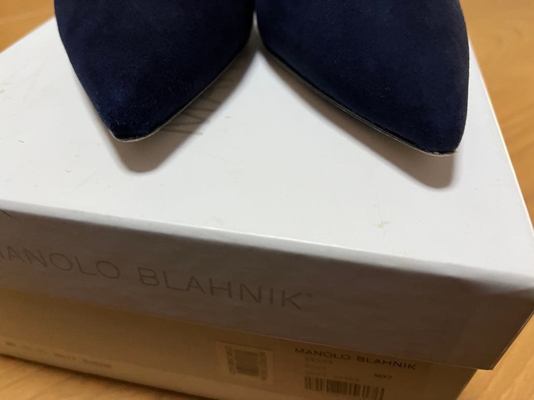 値下可　爆安　Manolo Blahnik ネイビー スエード ハイヒール