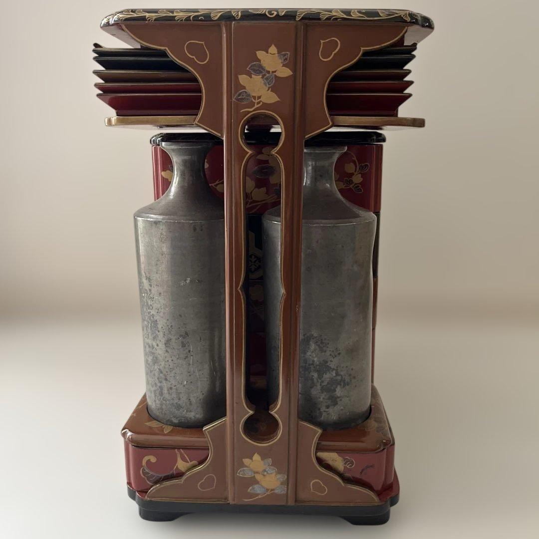 重箱　年代物　木製漆器　骨董　お弁当箱　アンティーク⭐︎希少⭐︎木箱付き