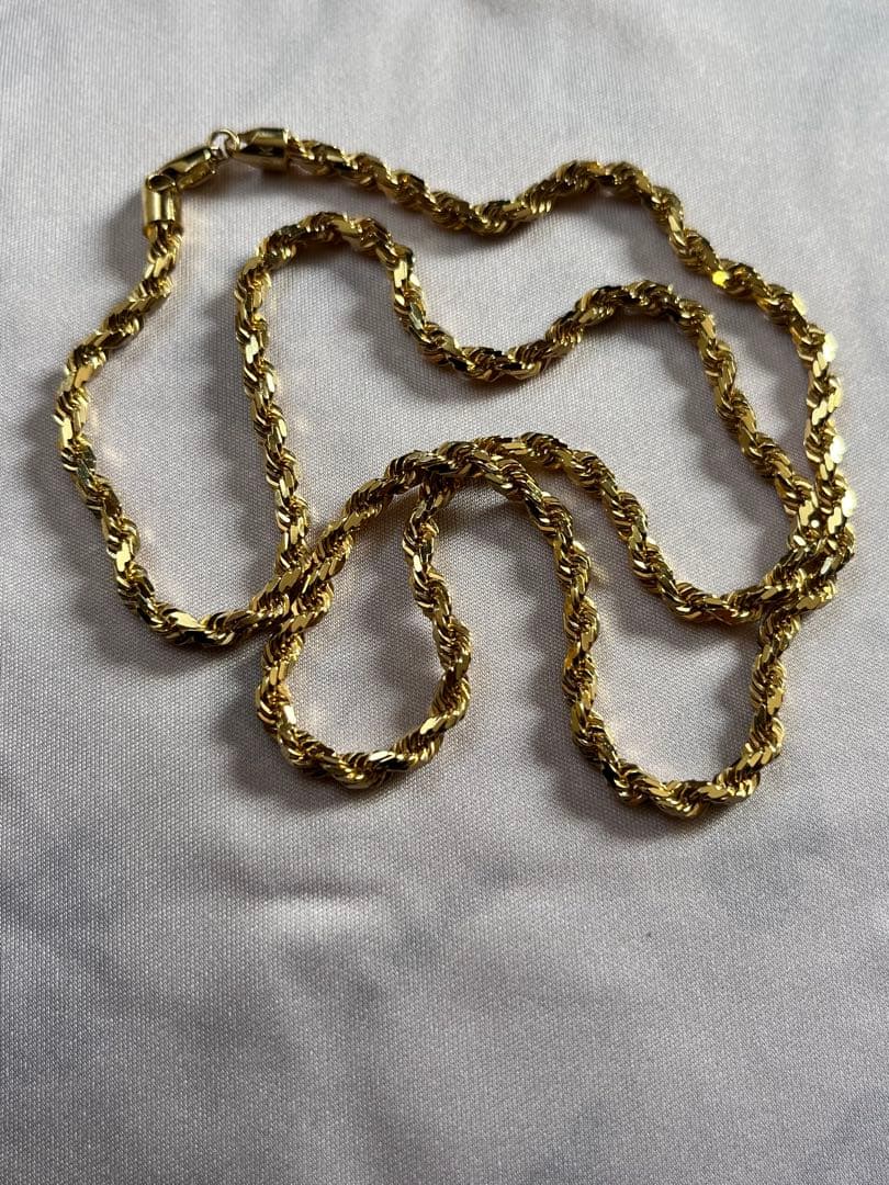 【10K】　♪avalanche♪ イエローゴールドカット入　ロープネックレス