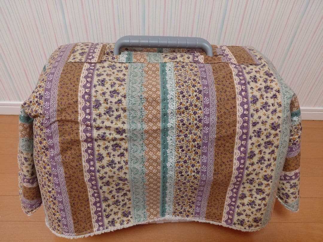 クレートカバーS　小花ボーダー×ボア