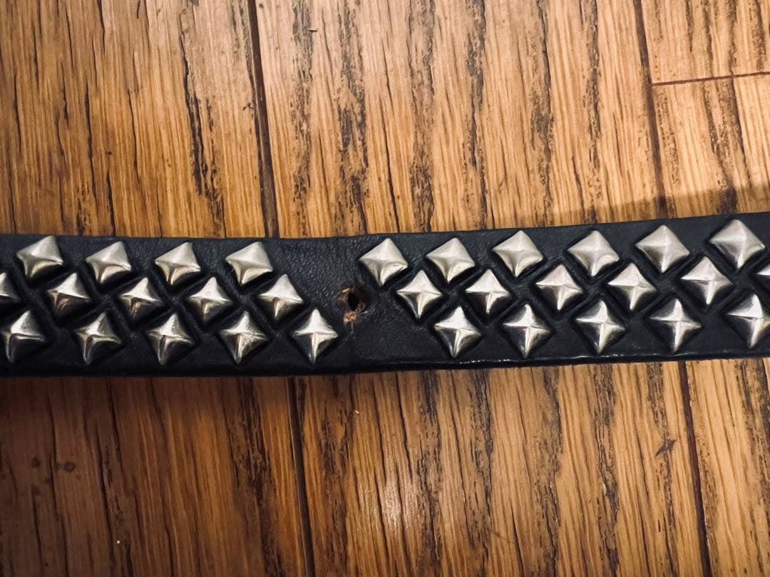 CALEE スタッズ ナローベルト レザー ダークブラウン ヴィンテージ