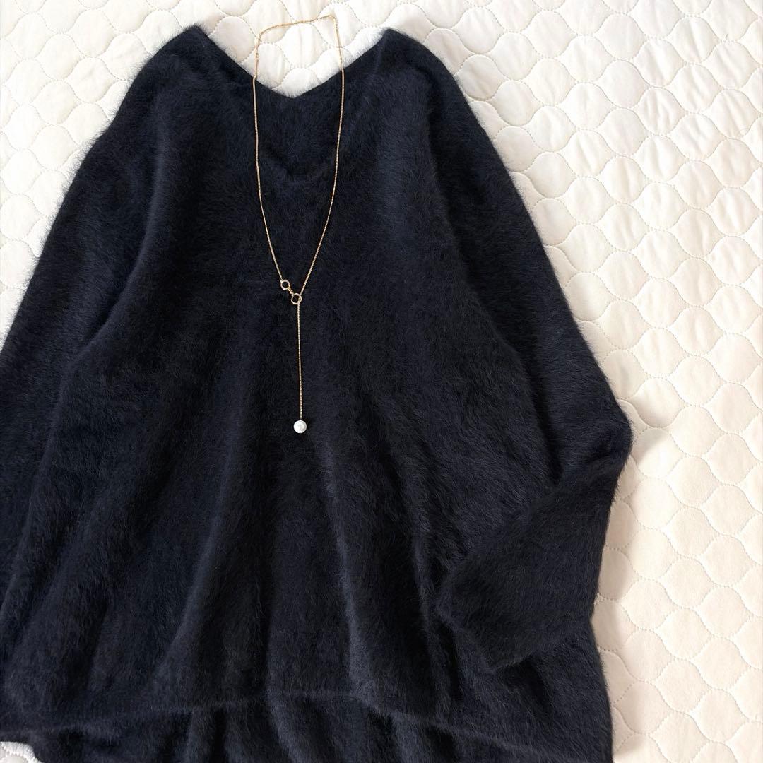 【極美品】BEARDSLEY ファーニットフレアプルオーバー　ニット　ブラック