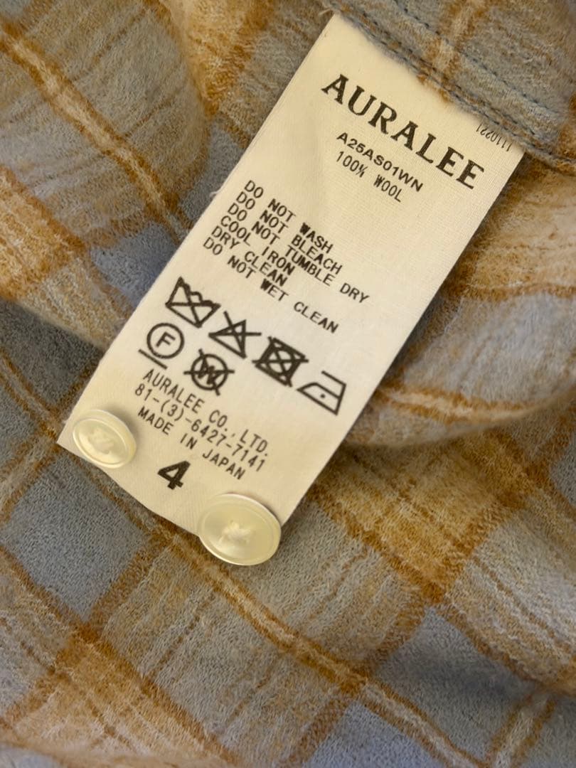 AURALEE AIRY WOOL CHECK SHIRT 25AW サイズ4