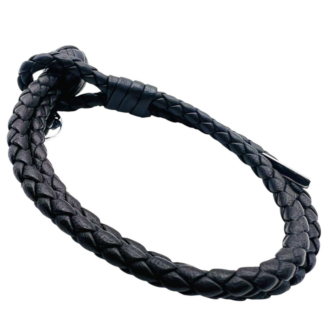 美品　ボッテガヴェネタ　イントレチャート　レザー　ダブルコード　ブレスレット