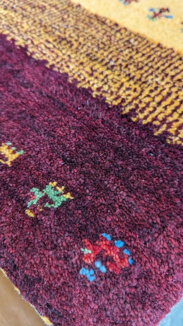 値下げ可能ミニギャベ●40×41㎝●手織●本物●新品未使用 遊牧民が紡ぐギャッベ