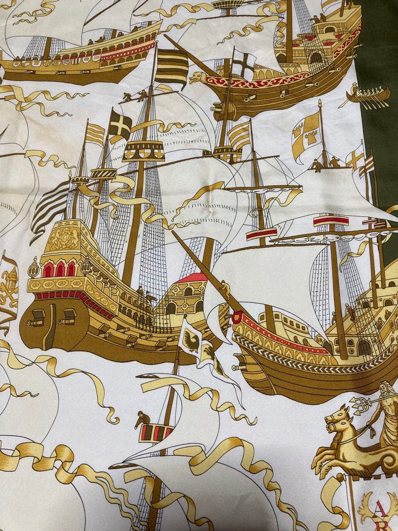 HERMÈS 船デザイン シルクスカーフ