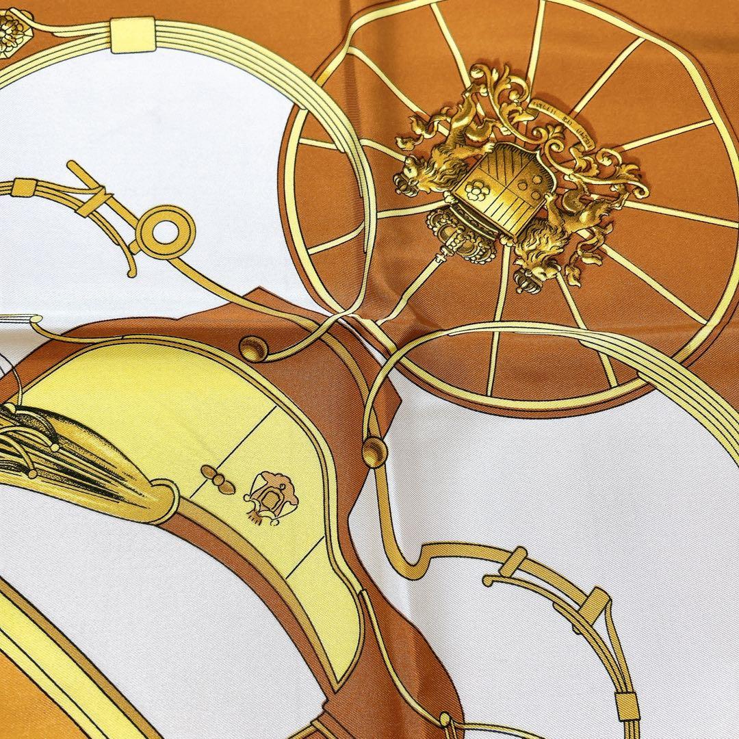 HERMES エルメス カレ90 シルク スカーフ　springs ブラウン