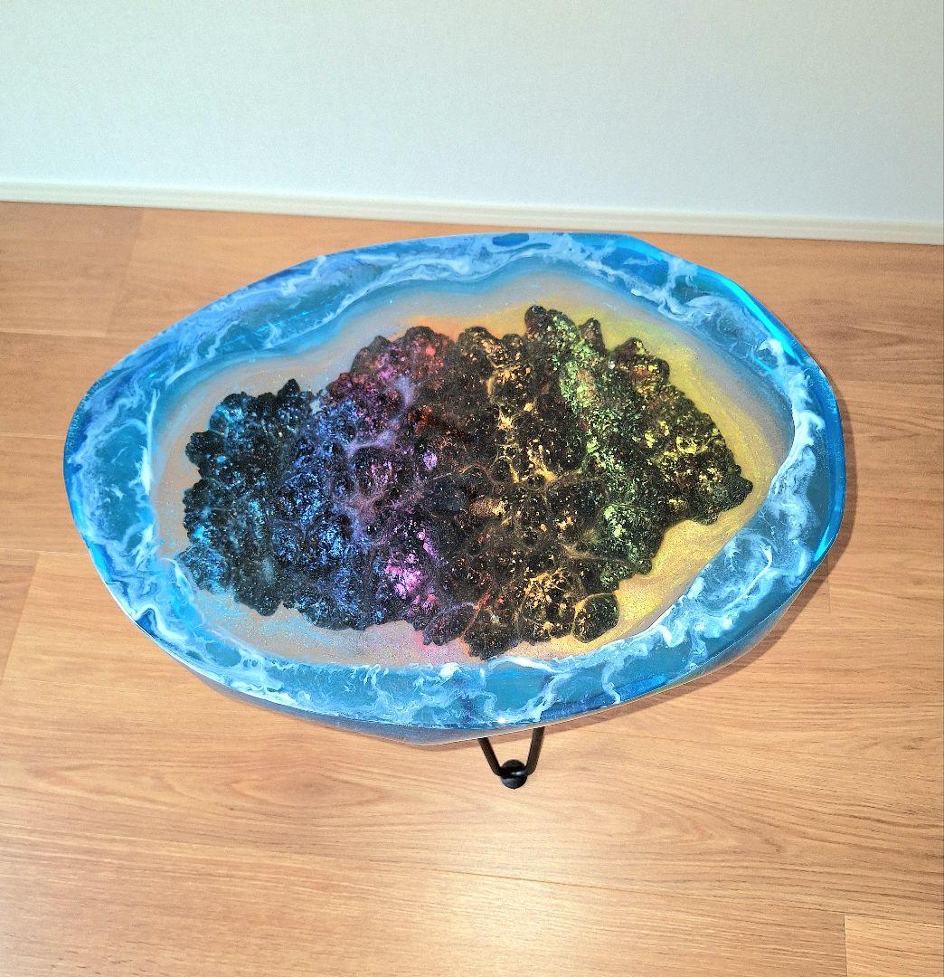 レジンサイドテーブル　クラロウォールナット　瘤　希少材