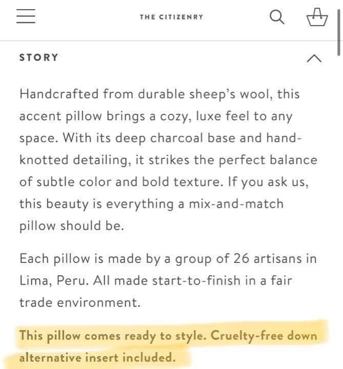 新品アルパカウール　クッション NY The Citizenry