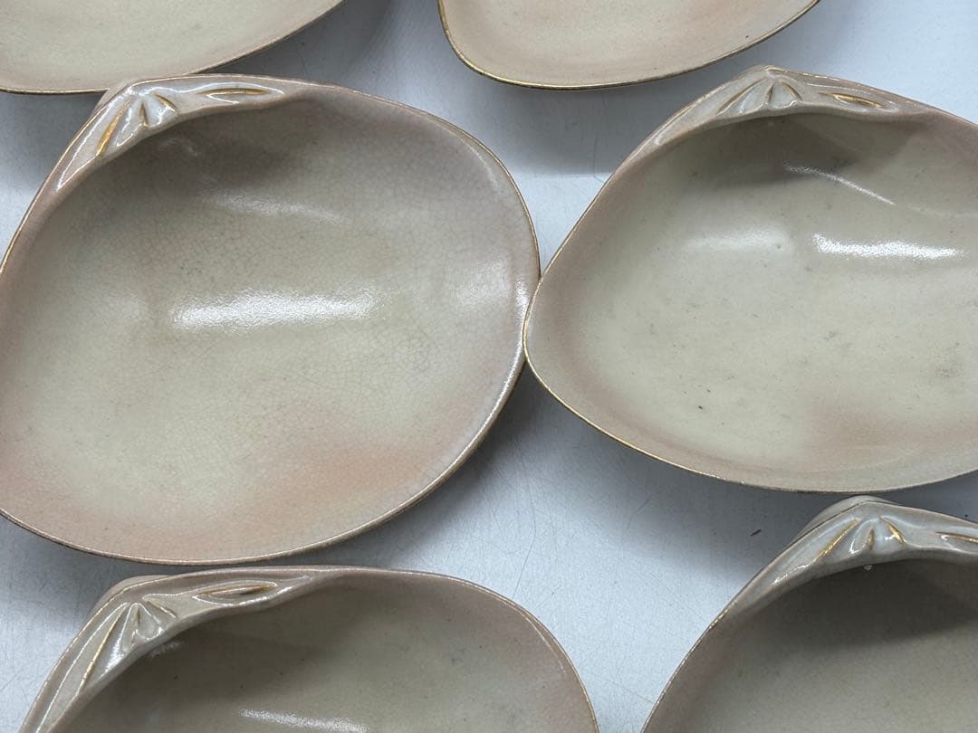 高麗地金彩山画　貝形小鉢15点　松富作　懐石料理　送料込み260206