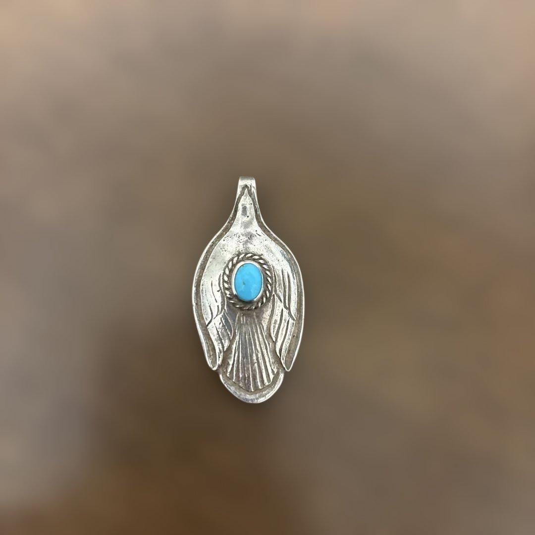 ゴローズ　銀縄ターコイズ付きスプーン　革紐付き【本物】