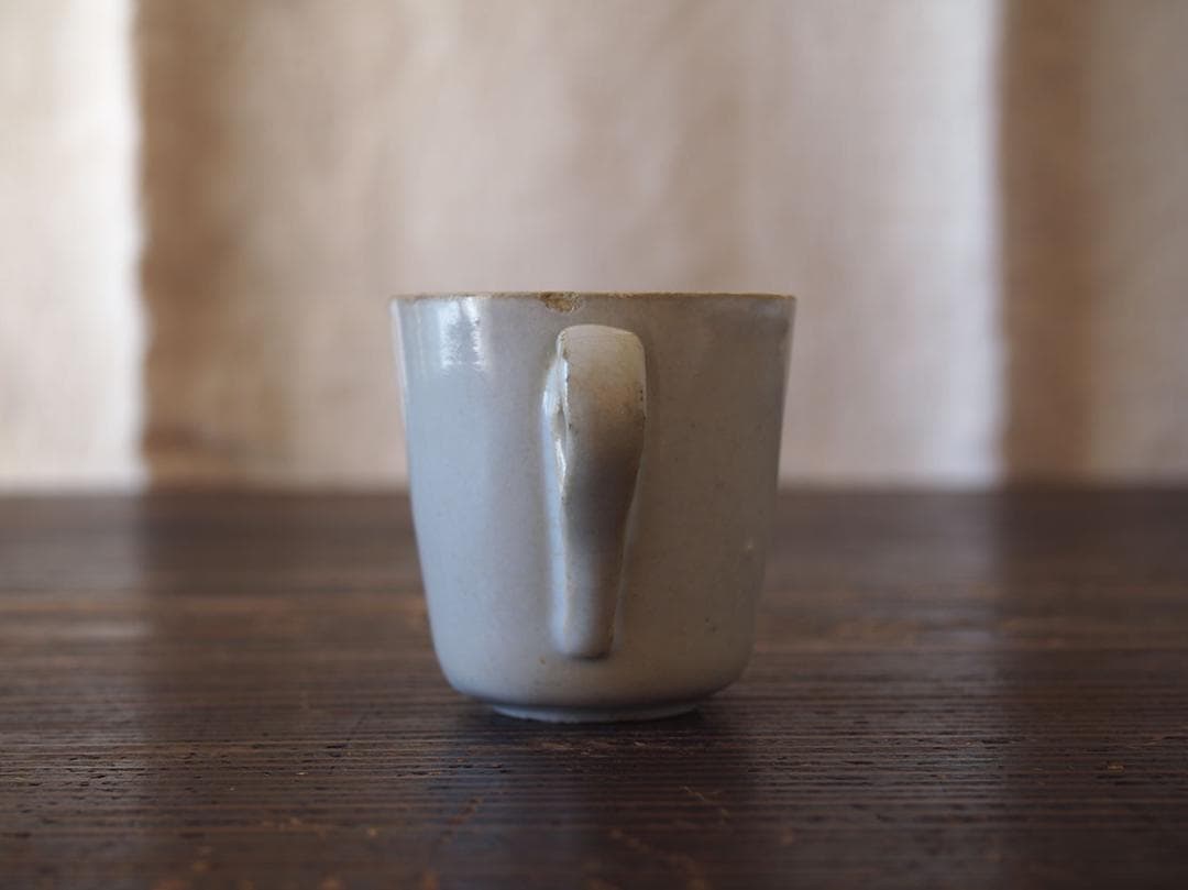 白釉薬 小さなコーヒーカップ マニセスカップスペイン古陶 古道具 工藝/K412