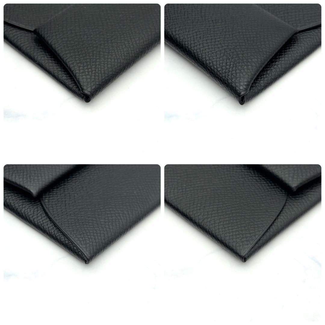 【新品級】HERMES エルメス バスティア エプソン 黒 ケース □K刻