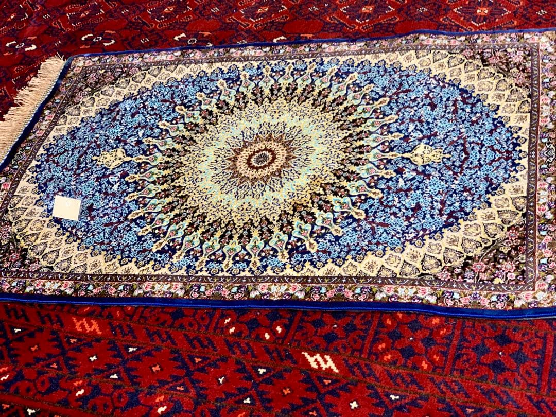 イラン、シルク銀柑敷物/サイズ:50x80cm…..mp5.