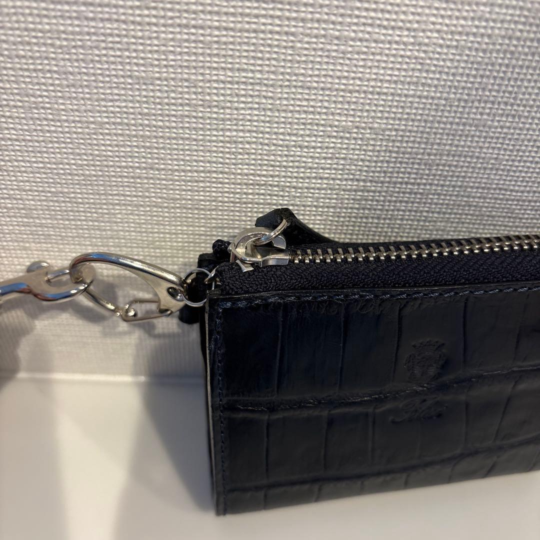 極美品　新品　フェリージ　1094/SA ネックストラップ付ウォレット　ネイビー