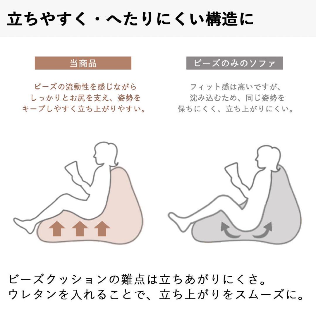 K新品 大きい ビーズソファ ベージュ ビーズクッション 1人掛け フロア