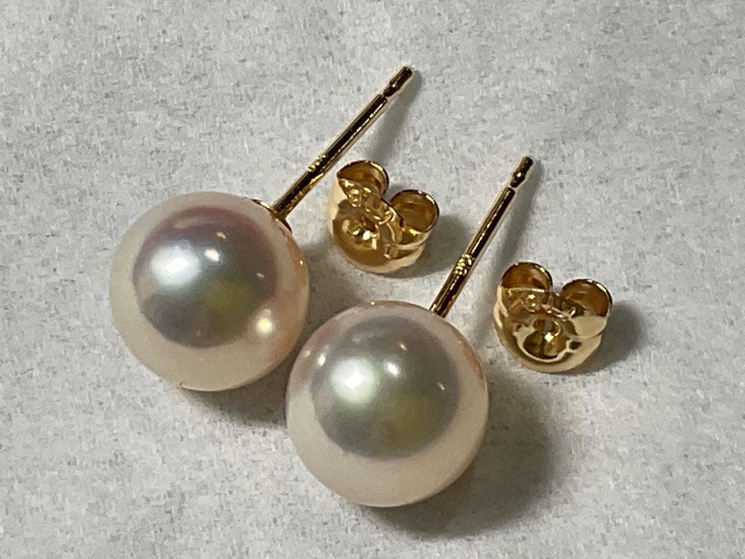 k18高級大粒アコヤ本真珠スタッドピアス ゴールドキャッチ付き