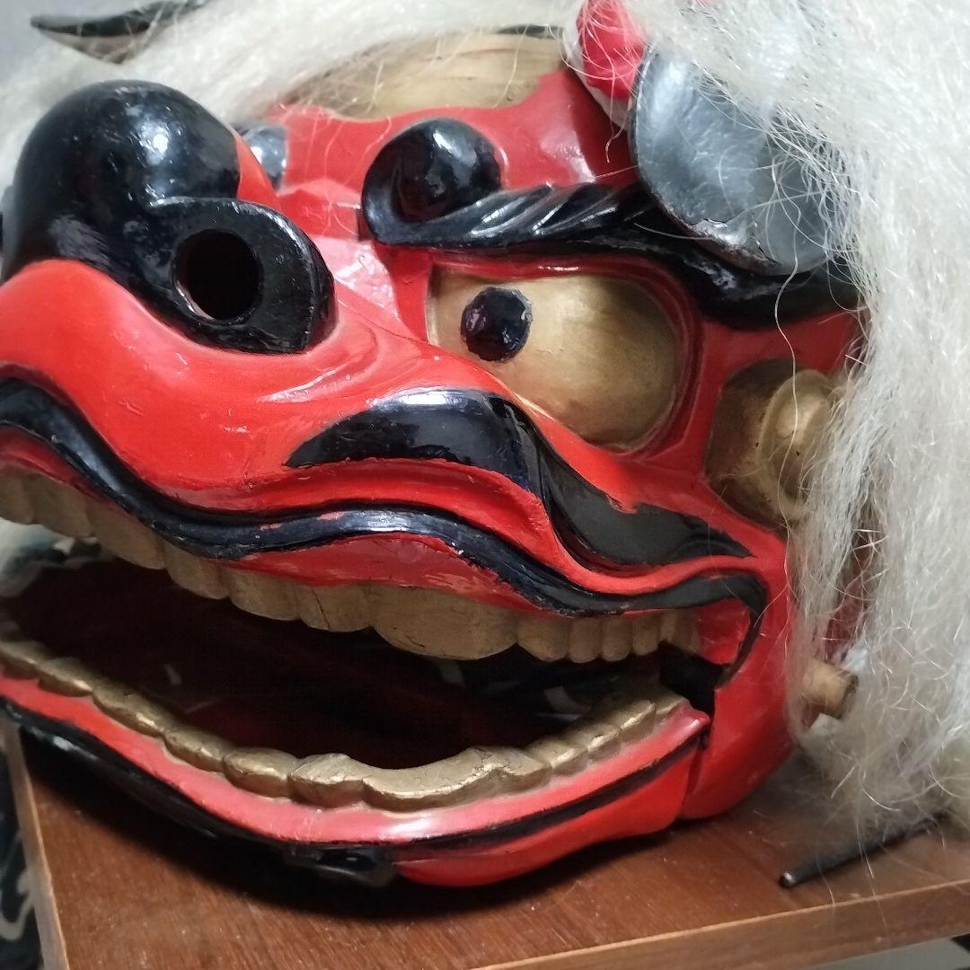 本物　常陸国　木製獅子頭　ビンテージ
