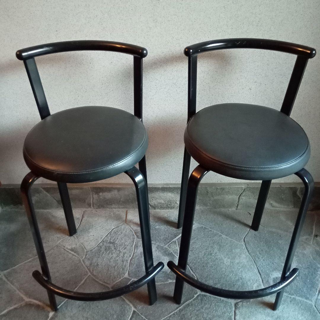 黒のカウンターチェアー　バースツール　昭和レトロ　ヴィンテージ