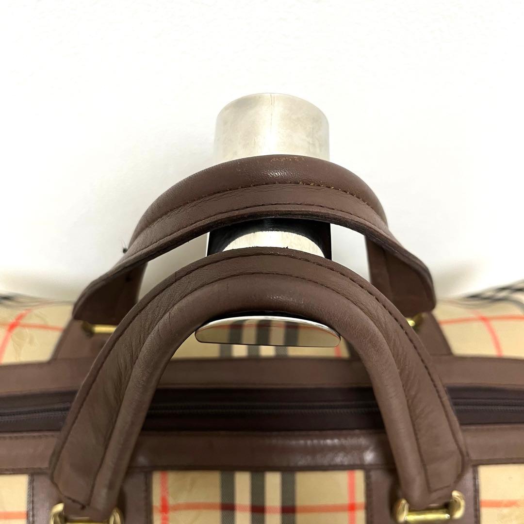 美品　バーバリー　ボストンバッグ　ノバチェックシャドーホース　大容量　鍵付き