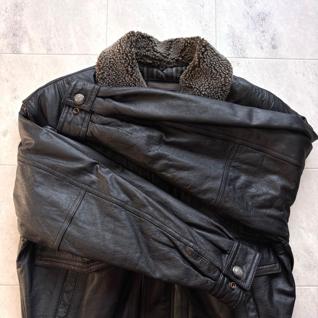 【Vintage】G-1タイプ レザーフライトジャケット ブラック 中綿 短丈