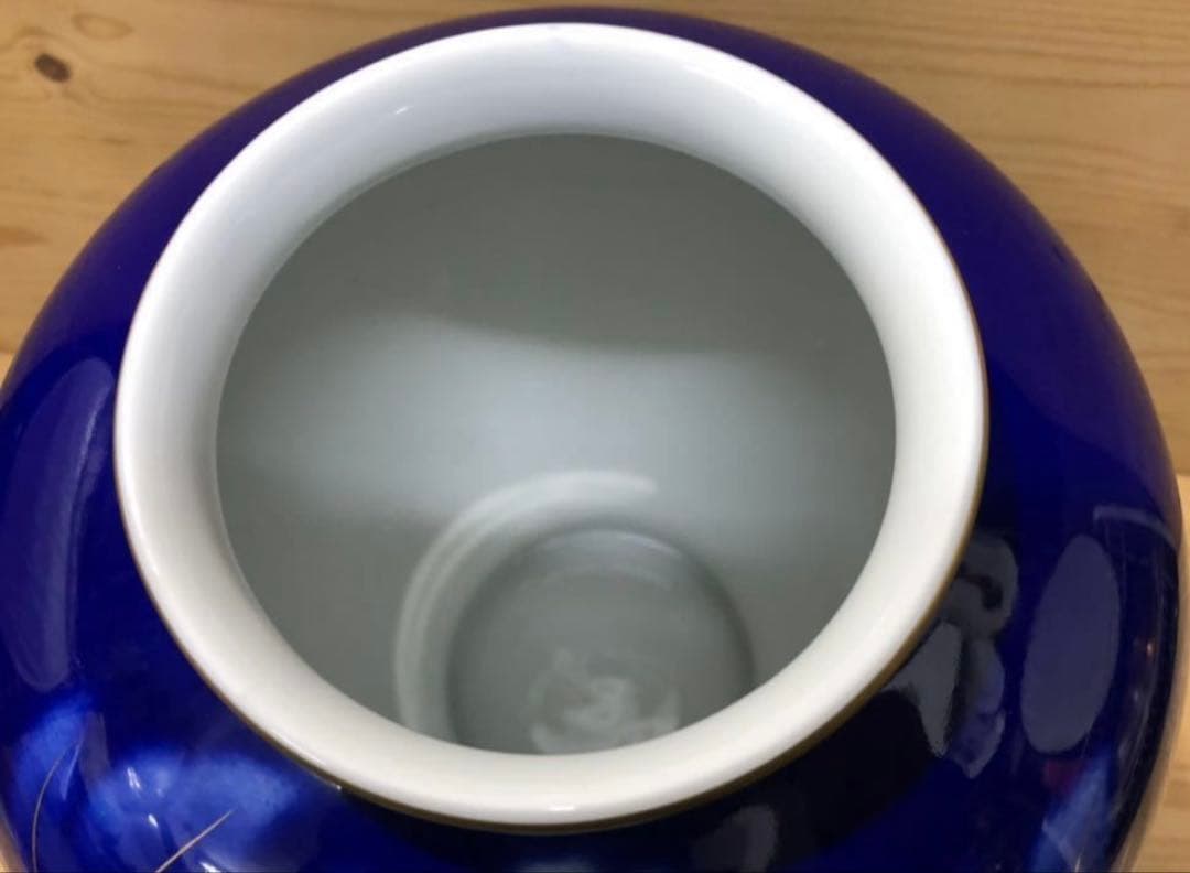 未使用/特価❕深川製磁/ルリ牡丹/花瓶/１点　　花生/壷/インテリア
