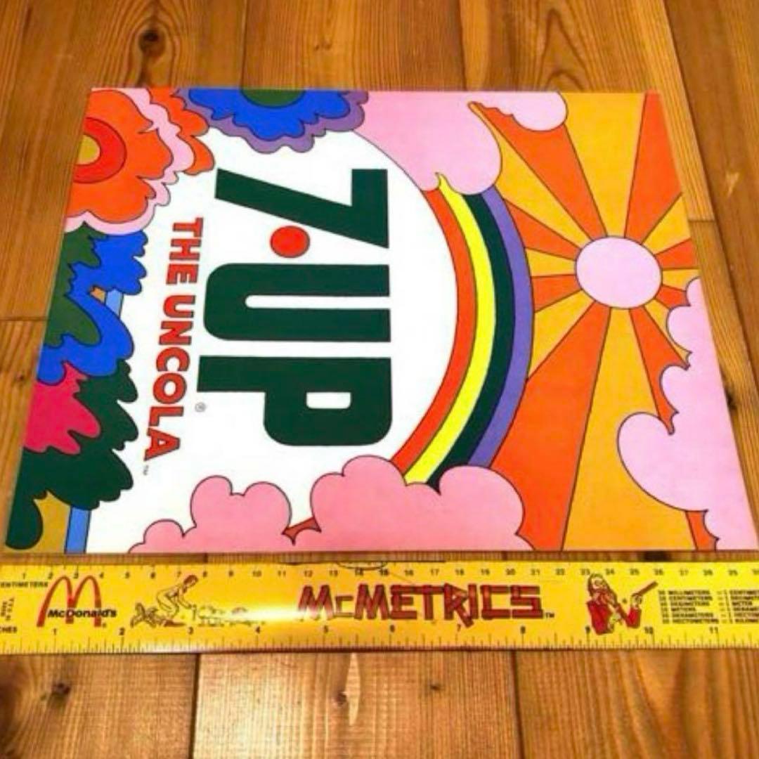 1971年　7up ステッカーサイン　ピーターマックス　アメトイ　ガレージ
