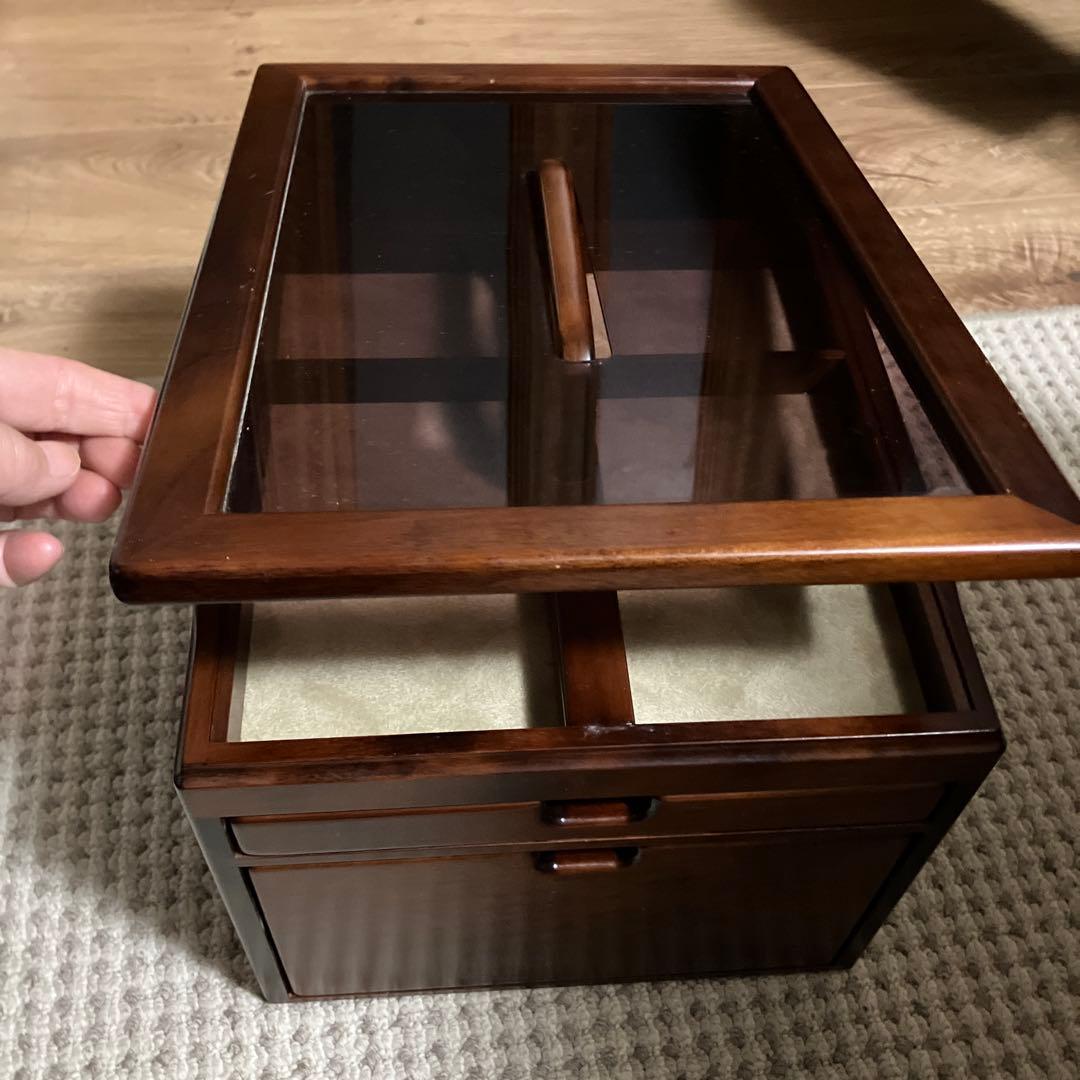 木製収納ボックス 取手と引き出し付き　豊岡クラフト