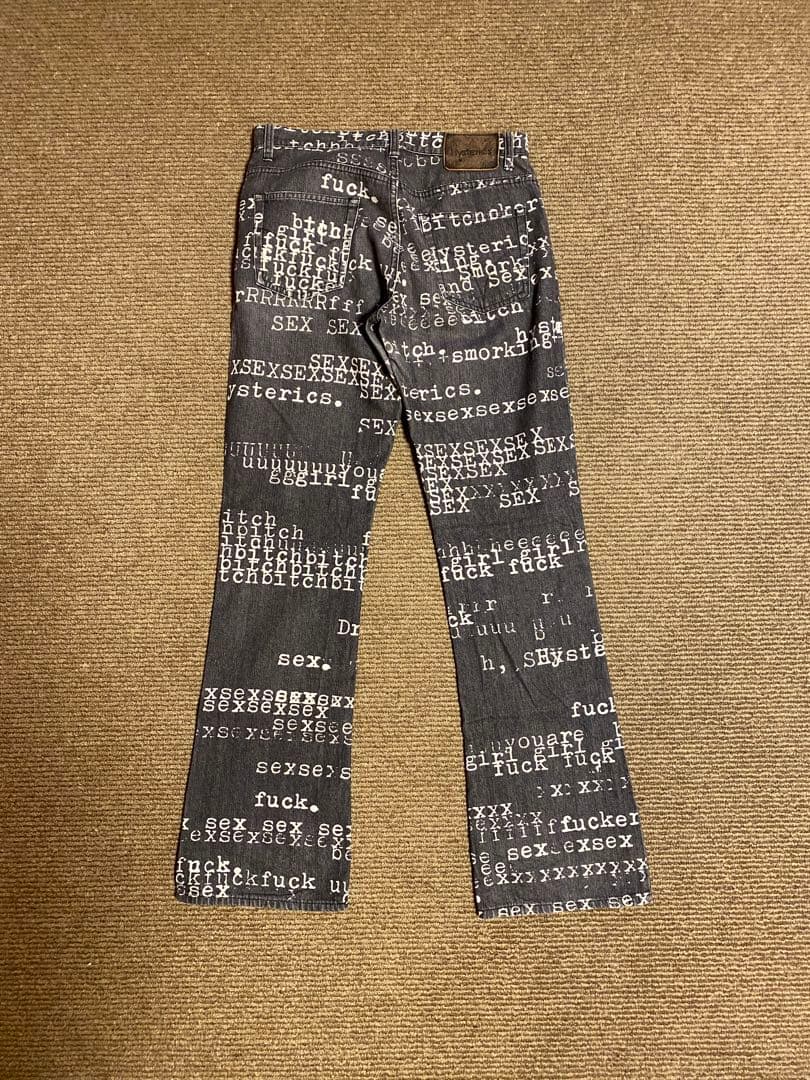 90s Hysterics タイプライター フレア ブラック デニム