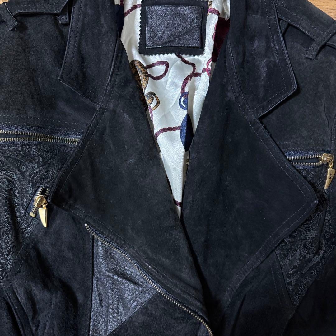 ダブルライダース　レザー　ブラック　ゴールド　ウエスタン　vintage 短丈