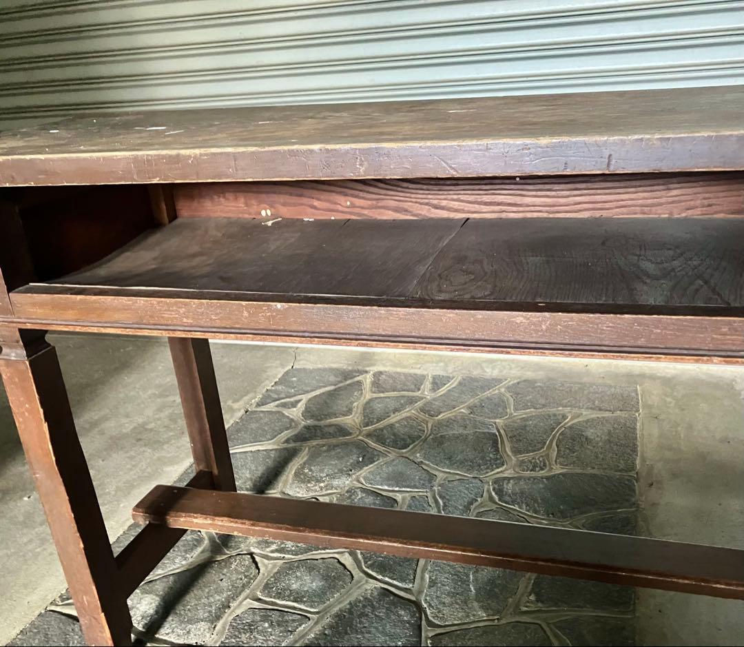 ヴィンテージ 昭和レトロ 学校・会議室用テーブル 長卓 文机 一枚板 C