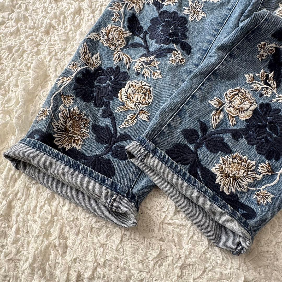 CLANE クラネ フラワーエンブロイダリーパンツ デニム 刺繍 総柄