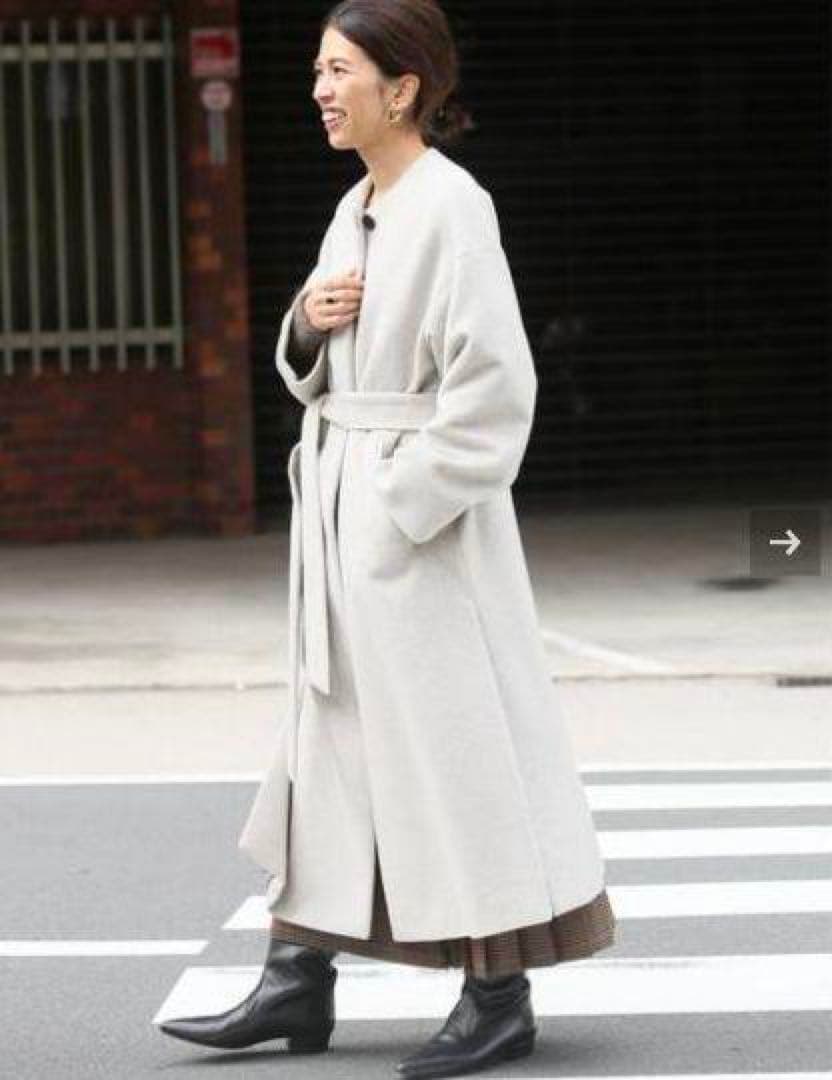 IENA ロングスリットノーカラーコート