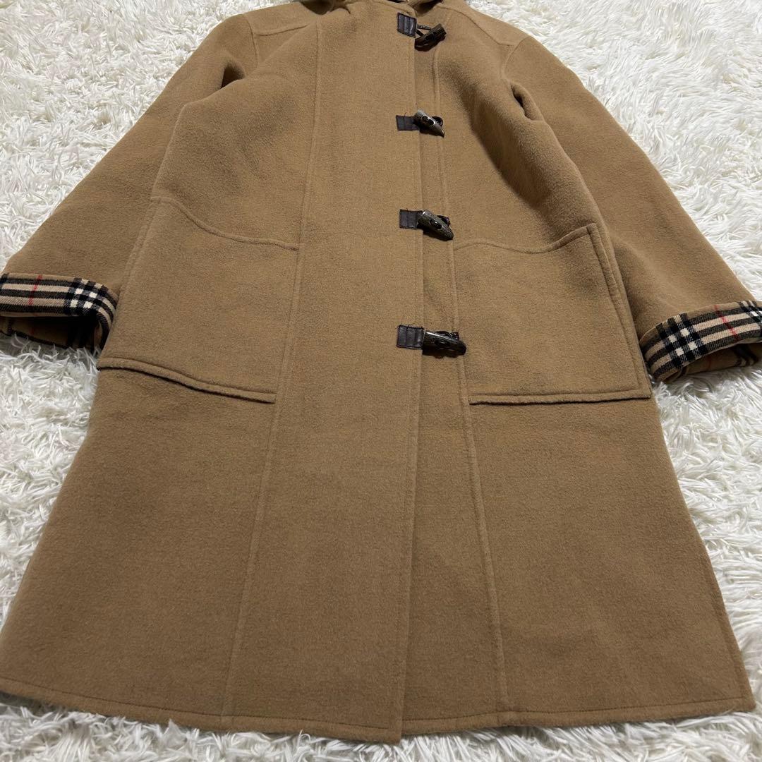 バーバリー 40 L カシミヤ混 ノバチェック ダブルフェイス ダッフルコート