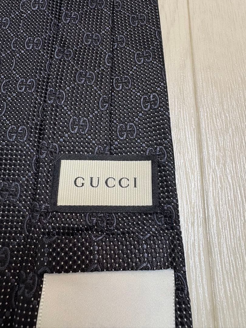 【極美品】 GUCCI グッチ ネクタイ GG キャンバス ブラック ジャカード