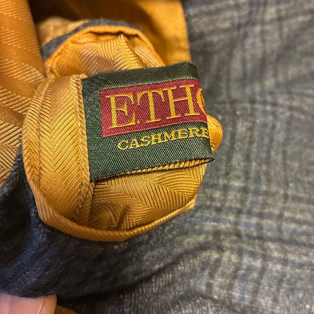 ネイビー チェック柄 ダブルブレストコート