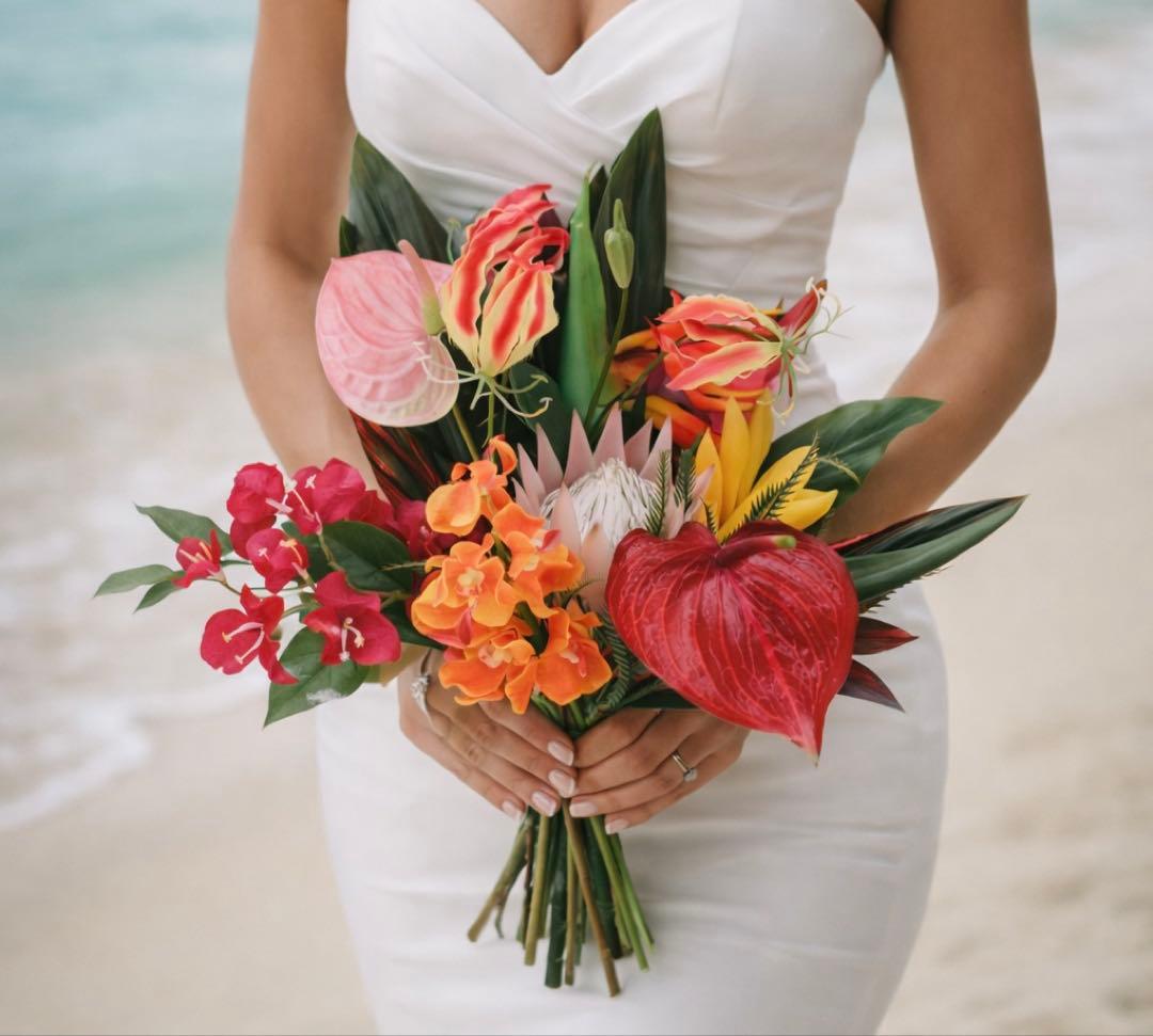 【未使用】リゾートブーケ／アーティフィシャルフラワー/ウェディングブーケ