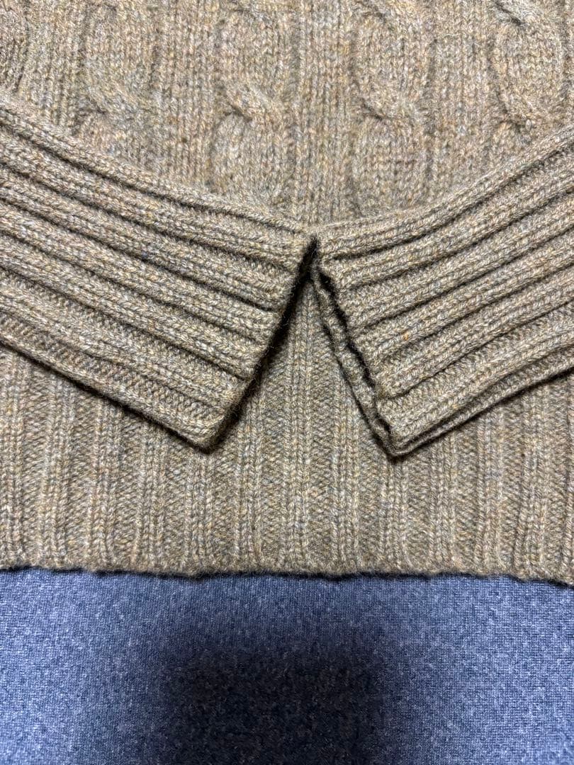 美品 カシミヤ17%ウール83%ラルフローレン ケーブル ニット カーキ