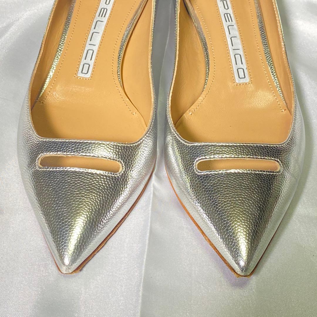 PELLICO ペリーコ　25.5 アネッリ シルバー パンプス ポインテッド