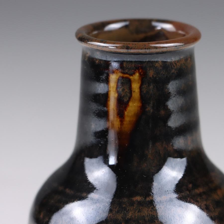 Y3338-6 茶道具 山口茂 鶴首茶入 共箱・仕覆　　よ