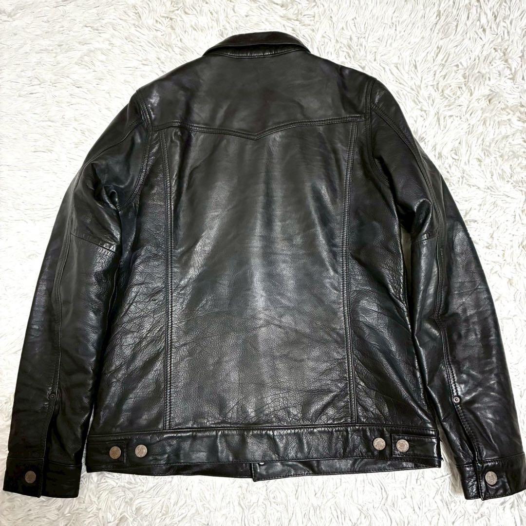 L相当⭐️glamb トラッカージャケット　カウレザー　光沢感　ブラック　3