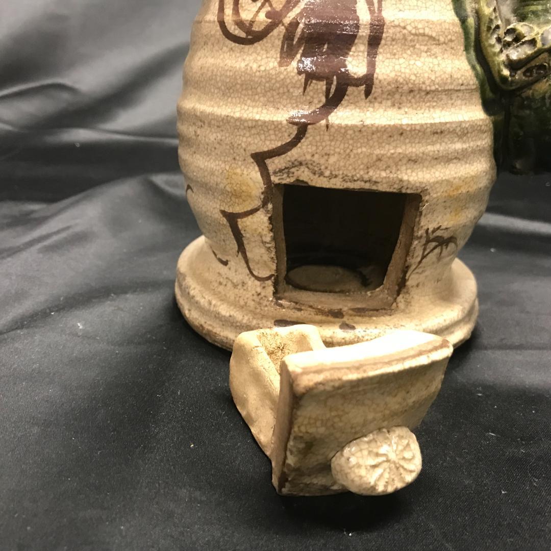 北大路魯山人 織部 南蛮人燭台 蝋燭立て